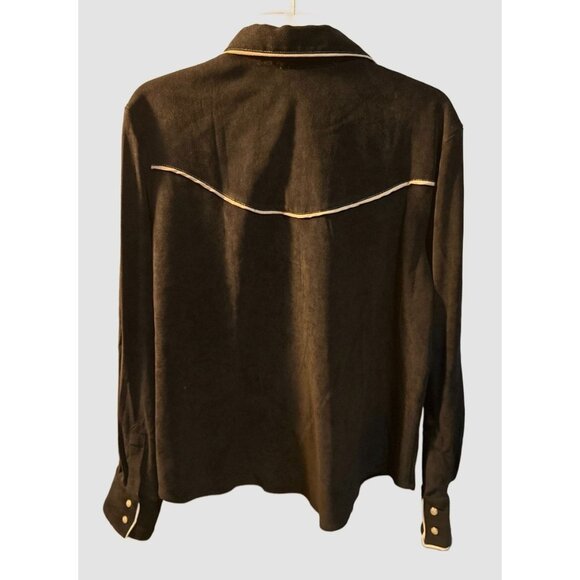 Vtg 90s Rough Rider Circle T Western Shirt Black Faux Suede Snap Front Size XL - Picture 2 of 9